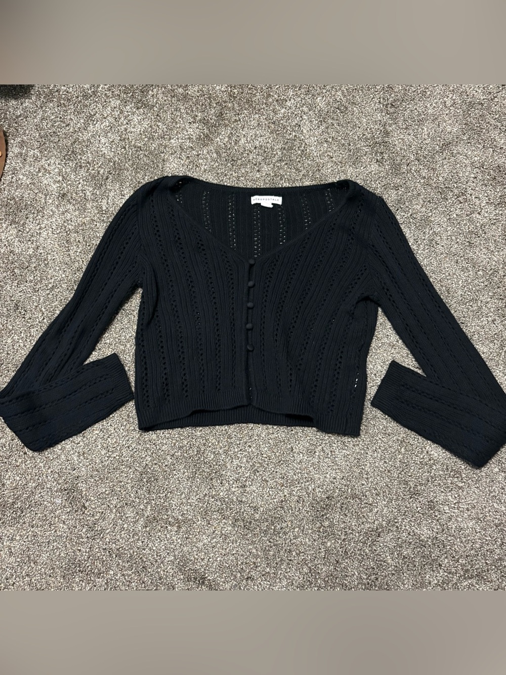 Aeropostale Black Open-Knit Lightweight Sweater